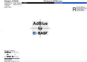 Sequenza lavorazione.ricamo AdBlue BASF su base cm. 5 x 4