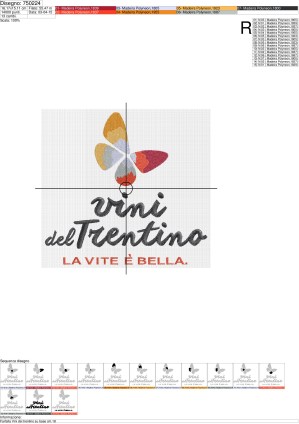 Foglio di lavorazione in A3  Farfalla Vini del trentino su base cm.16