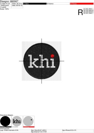 Foglio di lavorazione ricamo Logo TONDO diametro 8 Khi