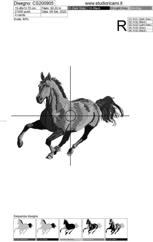 Foglio di lavorazione File  ricamo cavallo tipo 3