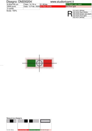 Foglio di lavorazione Ricamo BANDIERA ITALIA CM. 6 X 2