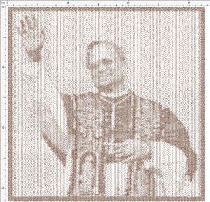Miniatura file di ricamo Papa Leone XIV Robert Francis Prevost, ricamo su cuscino o quadro cm. 33 x 33